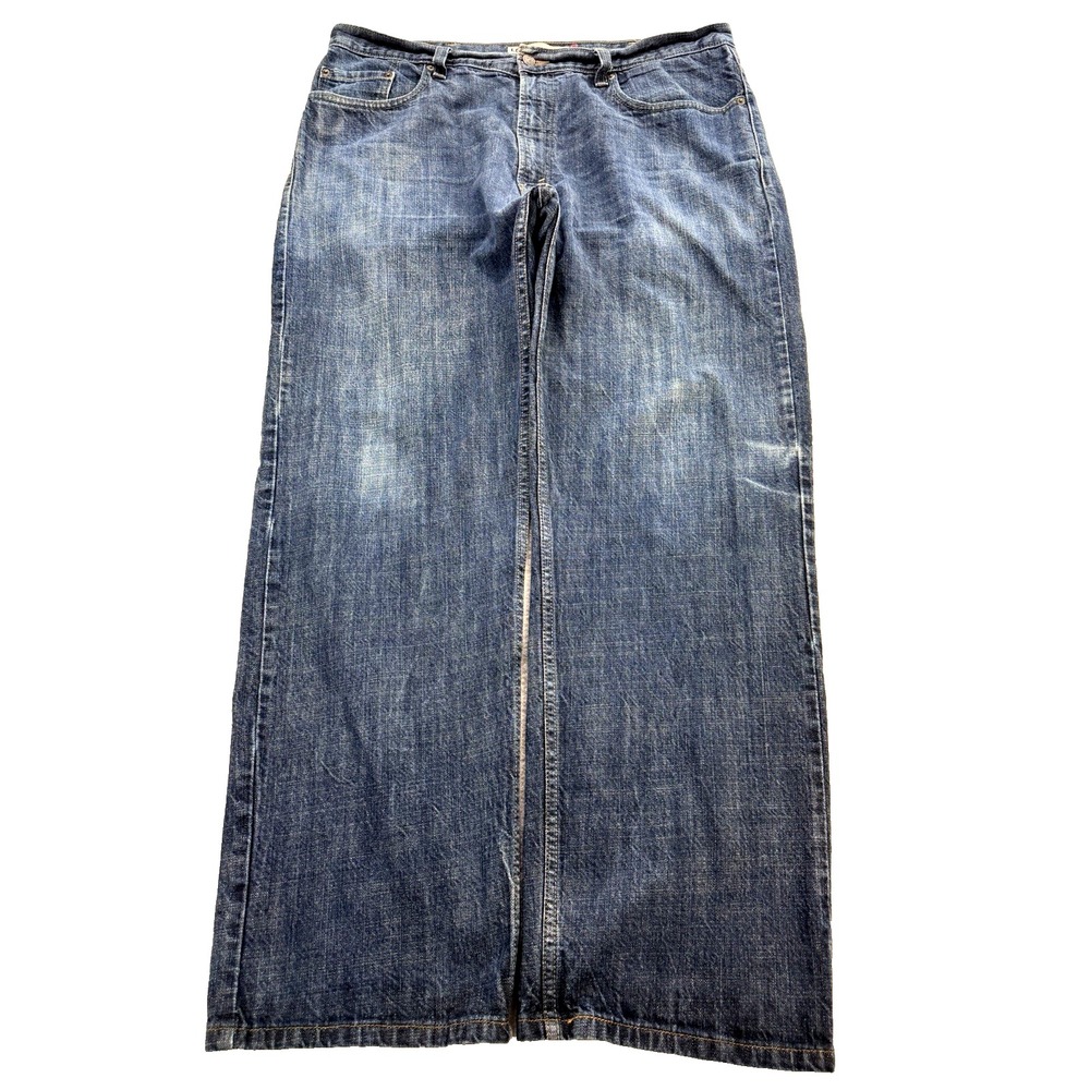 Levis 569 Jeans Men 38x34 Blue‎ Loose Baggy Straight Whisker Distress Denim